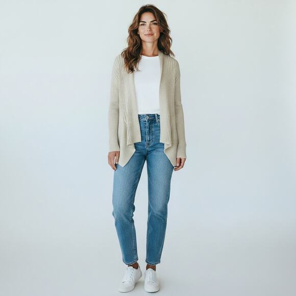 Soyaconcept Sweaters - NWT Soya Concept Beige Ribbed Open Cardigan Sweater #1776 Size XS